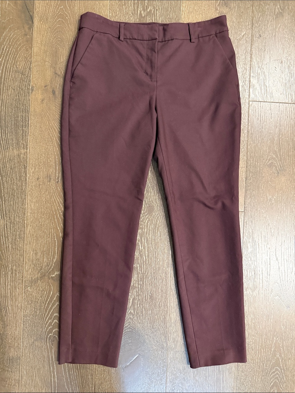 Express Burgundy Columnist Ankle Mid-Rise Dress Pants